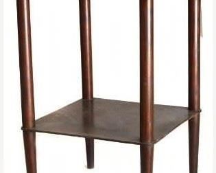 Mid-Century Square Side Table with Lower Shelf with Torpedo Legs