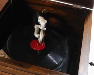 Interior of Thomas Edison LC-38 Vintage Phonograph Console 