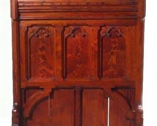 Antique Oak Lectern with Carved Design. Early 19 Century. (33.5”W x 14.5”D 53”H)