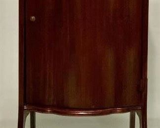 Antique Mahogany Bow Front Music Sheet Cabinet with 4 Shelves
