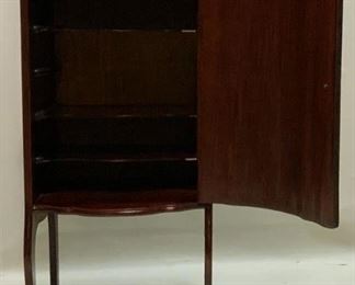 Open View: Antique Mahogany Bow Front Music Sheet Cabinet with 4 Shelves