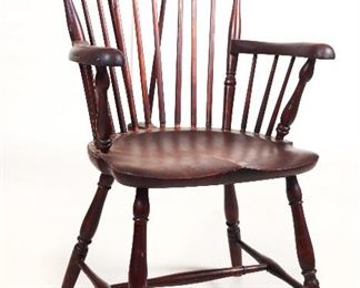 Vintage 20th Century Braced Fan Back Windsor Arm Chair