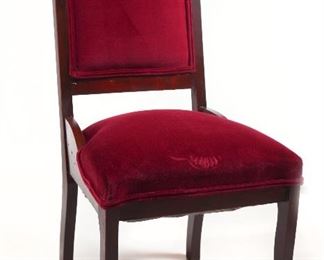 American Antique Victorian Side/Accent Chair with Red Velvet Upholstery 