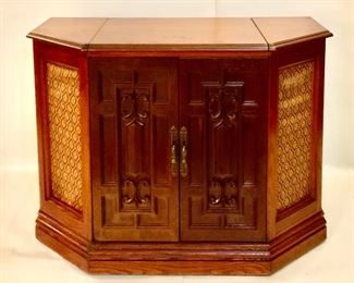 Sears Vintage Am/FM Radio, Phonograph Turntable, 8-Track Stereo Console Cabinet with Vinyl Record Storage (38”W x 20”D x 25”H)