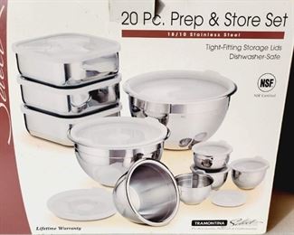 20 Piece Stainless Prep Store Set  New