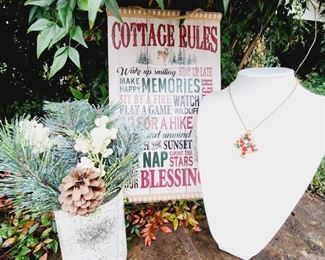 Christmas Necklace 5  Rhinestone Christmas Tree