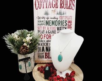 Sterling Amazonite Necklace, Earrings, Ring