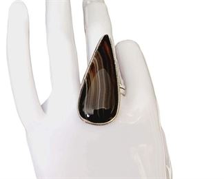 Sterling Banded Black Onyx Ring