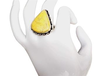 Sterling Howlite Yellow Stone Ring