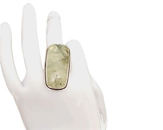 Sterling Moss Prehnite Ring