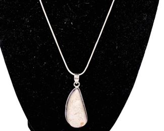 Sterling Necklace with Scolecite Pendant