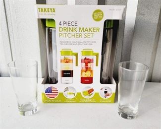 Takeya Drink Maker Pitcher Set with 2 Glasses