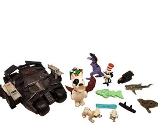 Vintage Toys Bat Man, Bat Mobile, 101 Dalmatians, Rubix Cube