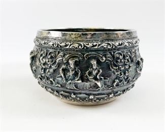 Antique Persian Silver High Relief Bowl