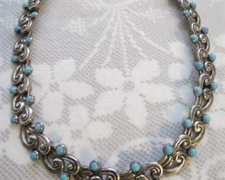 Margot de Taxco 925 Sterling silver and turquoise choker. $350