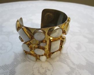 Bendall moonstone brass cuff bracelet, 2-5/8 w. $150