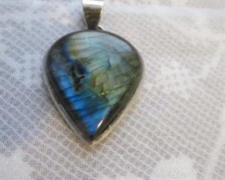 Labradorite sterling silver pendant. 1-1/2" x 1-1/8"w.
