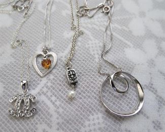 Sterling silver pendant necklace $25 each.