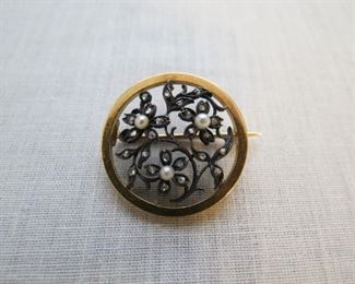 Antique Victorian diamond seed pearl pin. $250