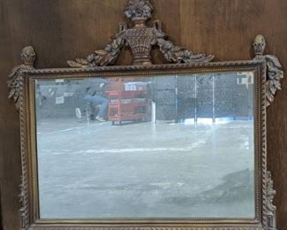 Beveled Mirror in Frosted Gold Ornate Frame