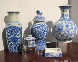 Collection of Oriental Floral Porcelain Vases Ginger Jar Porcelain Tea Cup