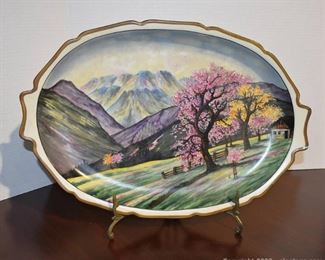 Large Display Platter Spring in the Zillertal H and G Selb Bavaria Germany with Easel