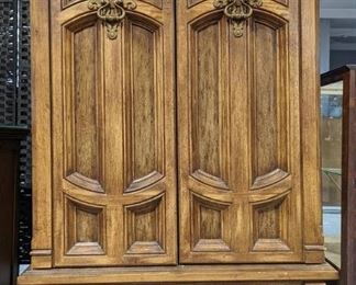 Mellow Oak Finish Armoire Dresser Storage