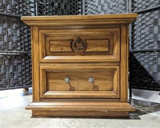 Solid Wood Two Drawer Nightstand