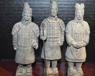 Three Chinese Terracotta Warrior Figurines Reproduction