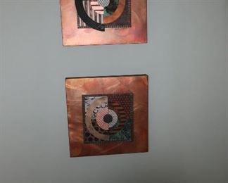 70    Pair  of  square  pictures   13"  square   they  are  metal      100.00