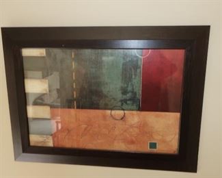 74    picture  with rectangle  design       37  x  27    signature  in lower right  corner    100.00