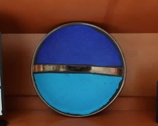 77   blue   bowl-plate      Texnhma     -made  in  Greece   13"           40.00