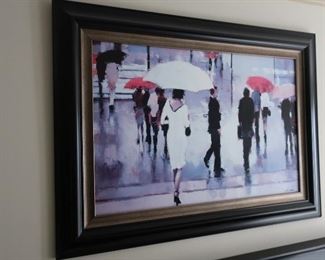 93   picture with multiple people with umbrellas  45 x 33 150.00