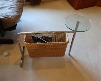 117   Zanotta      from  Italy   This  is  a  magazine  rack    with a glass top  drink  holder       75.00