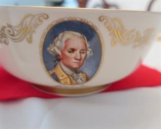 124.  Lennox patriots bowl, 9" round, there are pictures of Franklin, J Adams, Washington, P. Henry,        26.00