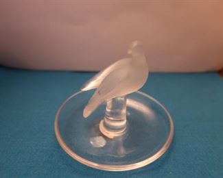 127  Lalique  pheasant  bird.  It  is  a  trinket- ring dish. It  is  signed  and the size  is 3 7/8"  x 3  1/4"         40.00