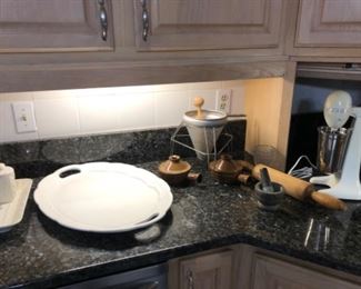 Serving platter, vintage rolling pin