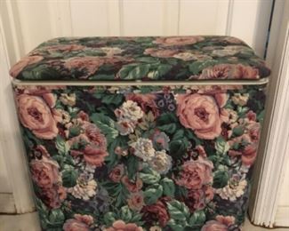 Vintage hamper with fabric cover