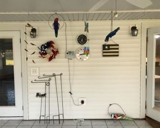Wind chimes, parrots, birds, butterflies, plant stands