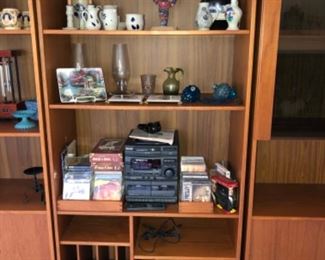 Close-up of teak bookcase