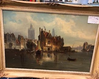 19th c oil on canvas by T. C. Gessnitzer from the collection of a castle in Lichtenstein 