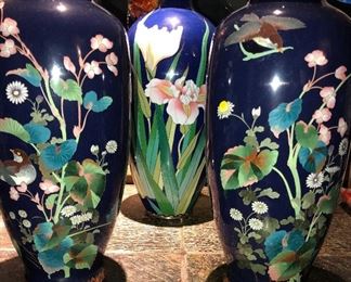 New to this weeks sale, three large beautiful antique pieces of cloisonné