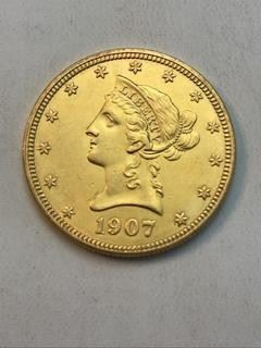 1907 Liberty Coronet Head Eagle $10 Ten Dollar Gold Coin