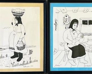 Branko Paradis (CROATIAN/AMERICAN, Born 1942) A Pair Of Drawings "woman" And "Mother", 1973
