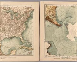 Two German Maps: The United States Of North America And The South Pole
