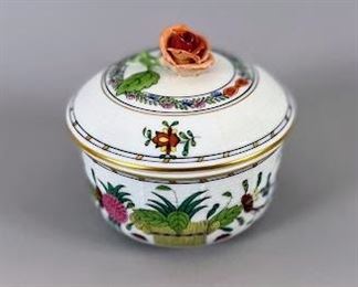 Herend 'Indian Basket, Multicolor' Sugar Bowl With Lid Featuring A Rose Knob
