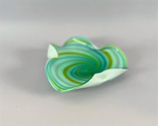 Murano Glass Blue and Green And Gold Bolw