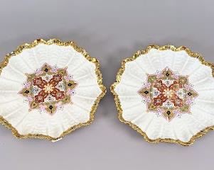 Set Of Two Fenton Hobnail Ruffled Milk Glass Service Pieces
