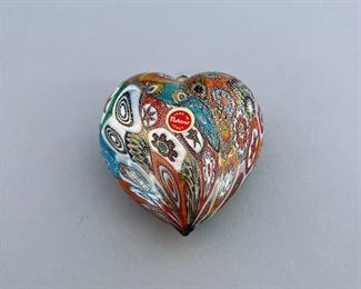 Murano glass millefiori heart