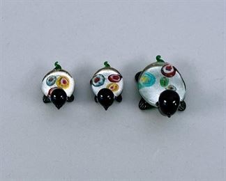 Three Murano Glass Turtles
